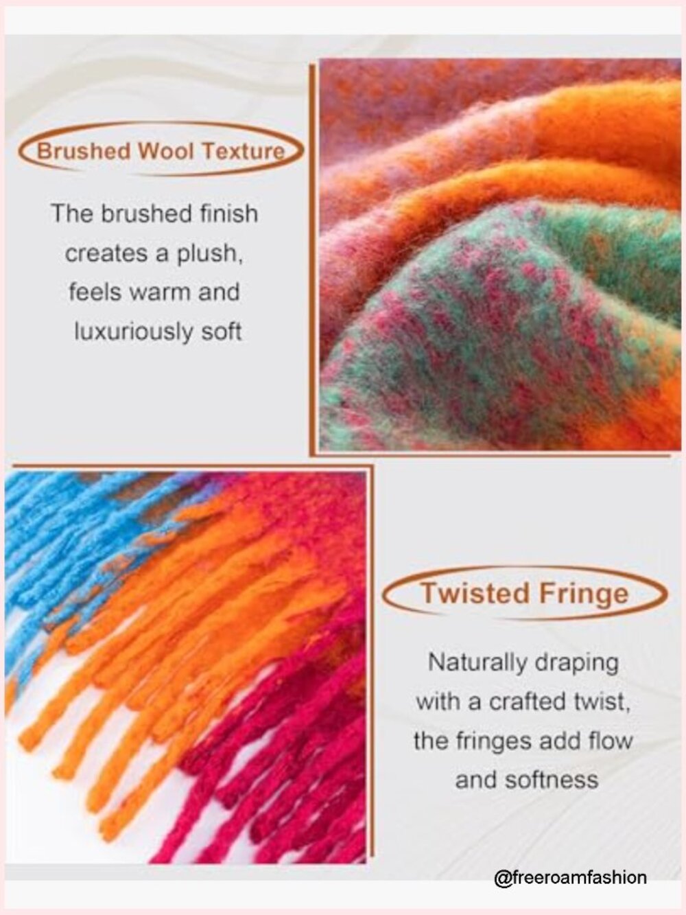 Warm Chunky Knit Blanket Scarf - Oversized Winter Wrap with Fringes - Picture 2 of 7
